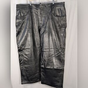 Xelement Black Heavy Leather Zip-Up Lined Motorcycle Riding Pants Size 48x30